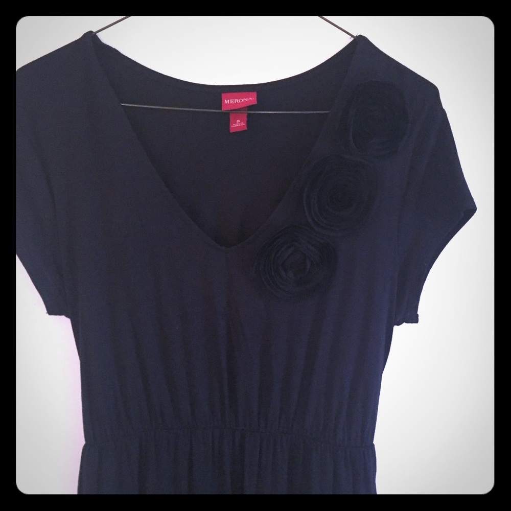 Merona Black Dress with Flower detail